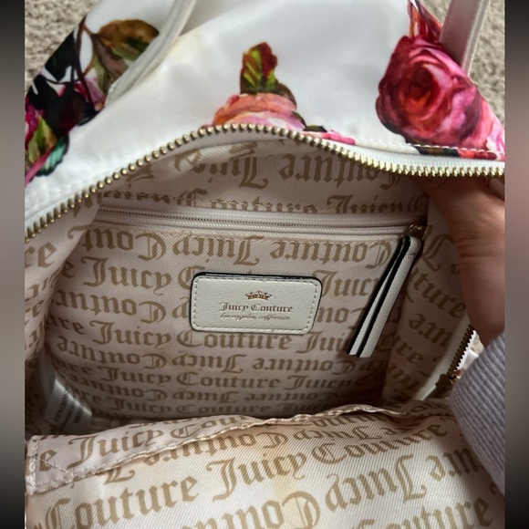 Juicy Couture Floral Mini Backpack White Pink Roses Gold Hardware - Picture 7 of 12